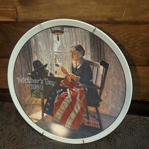Norman Rockwell Mother's Day 1980 Picture Frame - Red, Blue, White